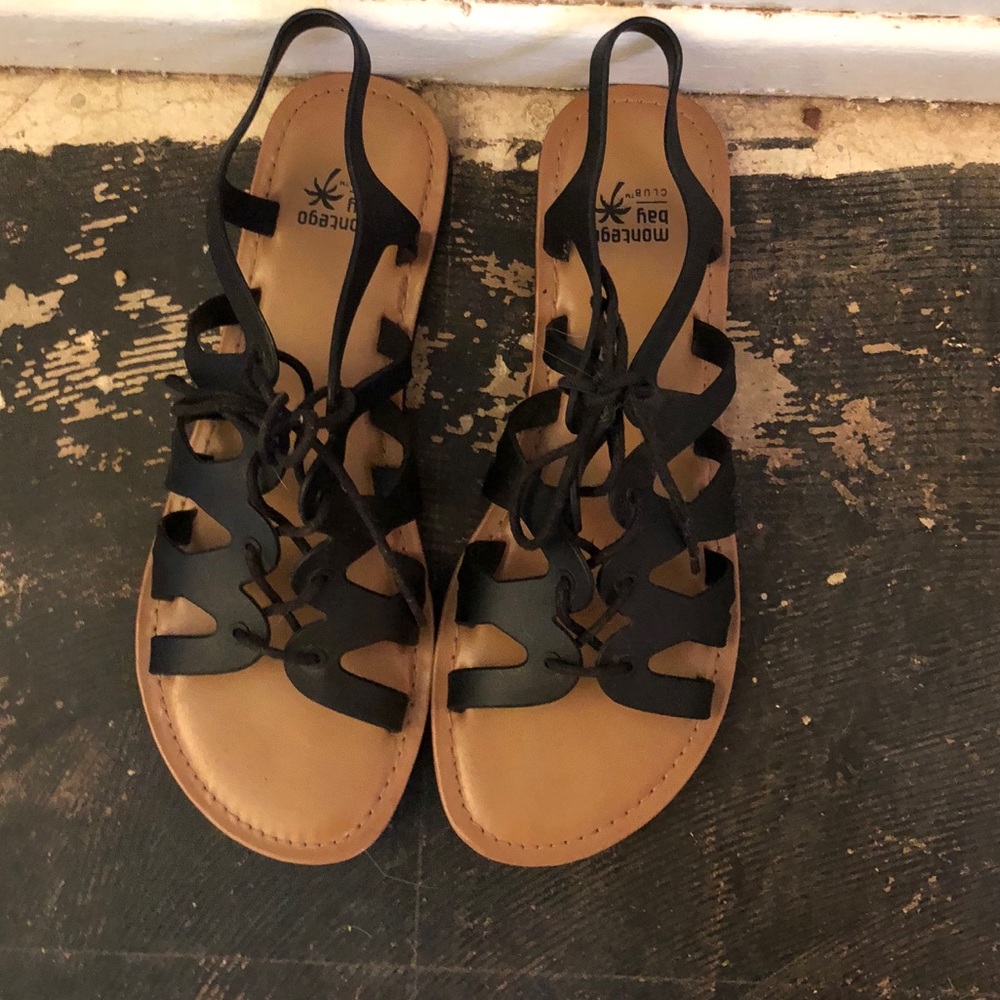 Black lace up sandals